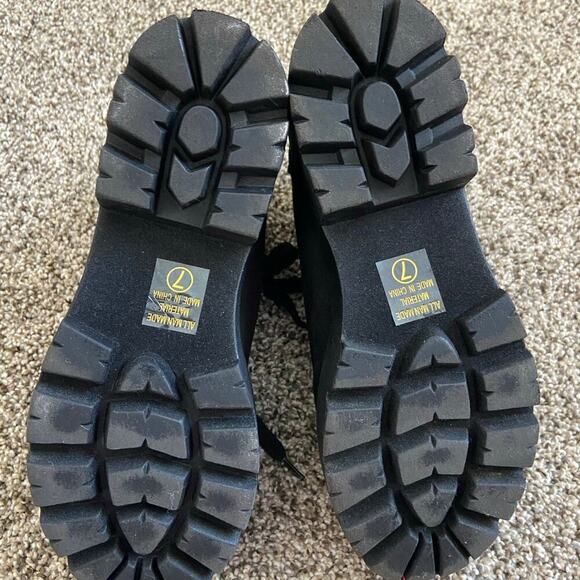 Soda black suede and leather chunky platform heeled boots lace up 7 - Picture 5 of 5